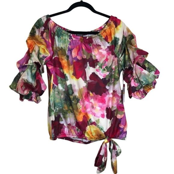 NEW Vince Camuto Whimsical Soft Girl Bubble Sleeve Blouse Size S NWT - Picture 2 of 15